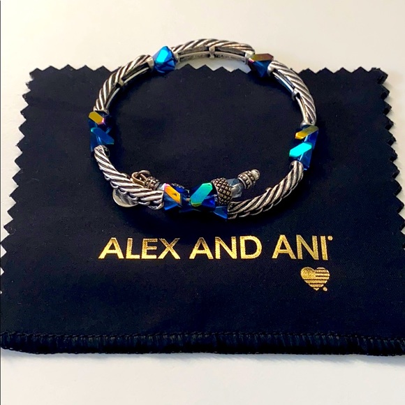 Alex and Ani Jewelry - Alex + Ani silver and blue stone bracelet